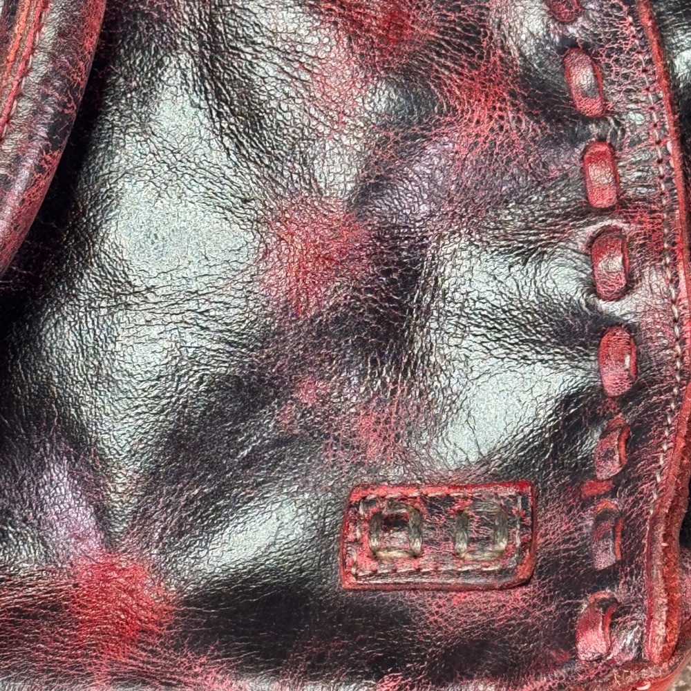 Bed Stu Distressed Black Red Leather Shoulder Crossbody Bag Handbag EUC - Picture 4 of 15